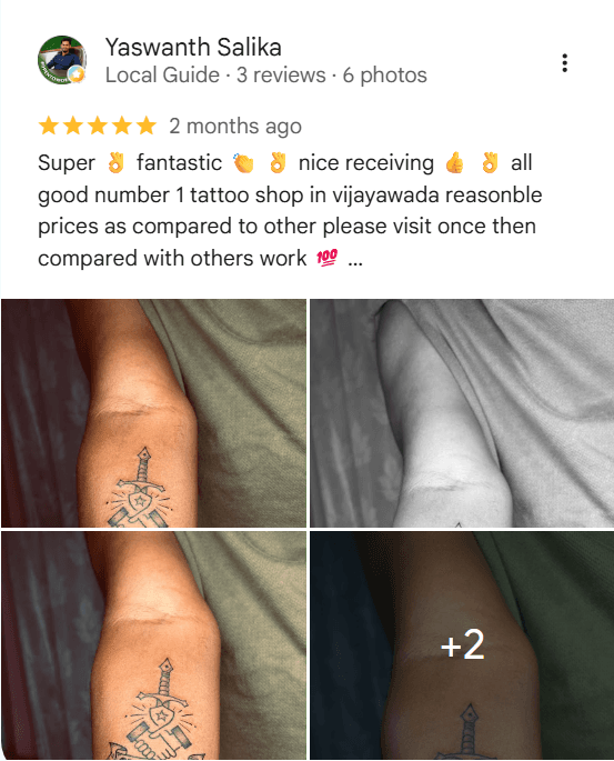 Client testimonial screenshot 8 for Rathnam Tattoos Studio, Vijayawada
